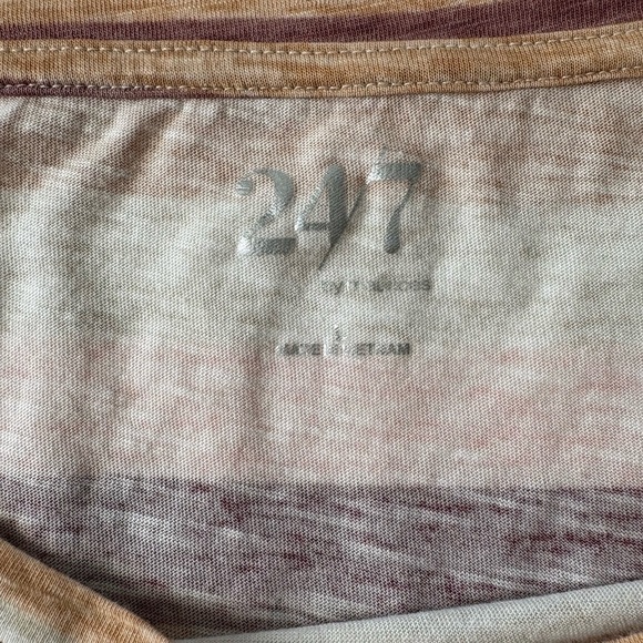 Maurices 24/7 Dawson Maroon Yellow Pink White Striped Drop Shoulder Tee Large - Picture 5 of 8